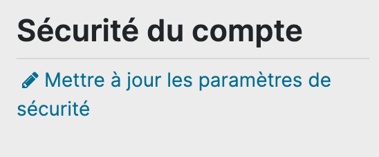 Sécurité du compte